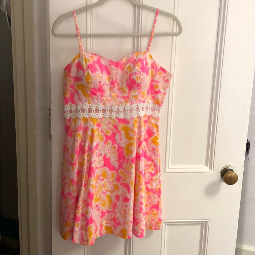 lilly pulitzer pink and yellow sun dress